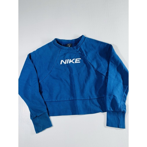 Nike Tops - Nike Cropped Crewneck Sweatshirt Womens Small Dri-FIT Blue Athleisure Cotton Bld